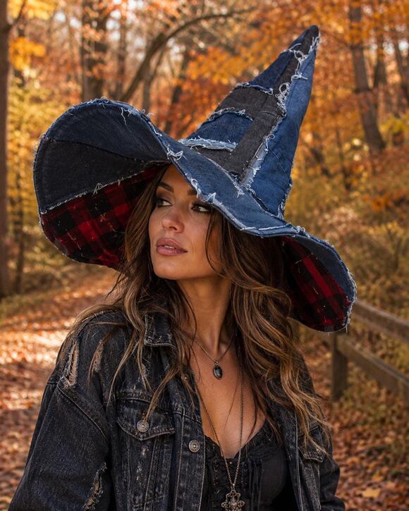 Handmade Patchwork Denim Wizard Hat XL 24\